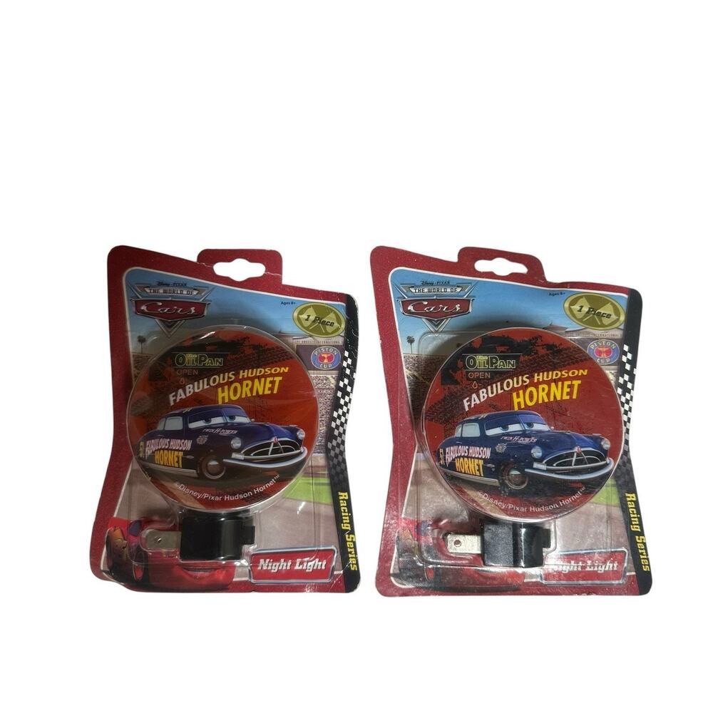 Disney Pixar World of Cars Fabulous Hudson Hornet Kids Night Light Lot of 2 NEW